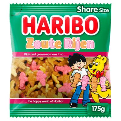Haribo - Zoute Rijen 175 Gram 14 Stuks