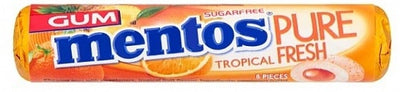 Mentos - Kaugummi Pure Fresh Tropical Zuckerfrei 16 Gramm