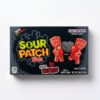 Sour Patch - Schwarze Himbeerherzen, Schachtel 87 Gramm
