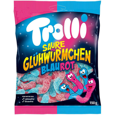 Trolli - Gloeiwormen Blauw/Rood 150 Gram