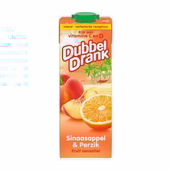 Dubbel Drank - Sinsaasappel & Perzik 1 Liter 8 Stuks