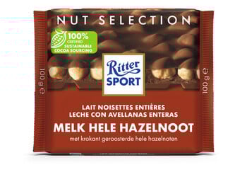 Rittersport - Melk Hele Hazelnoot 100 Gram 10 Stuks