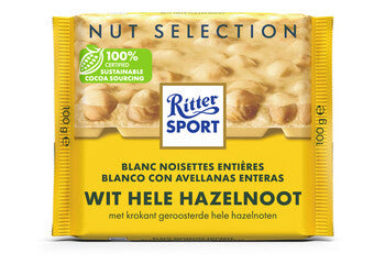 Rittersport - Wit Hele Hazelnoot 100 Gram 10 Stuks
