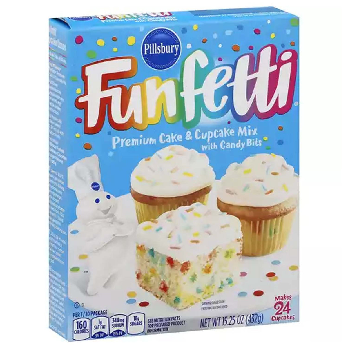 Pillsbury - Fun Fetti Kuchen- und Cupcake-Mix 432 Gramm
