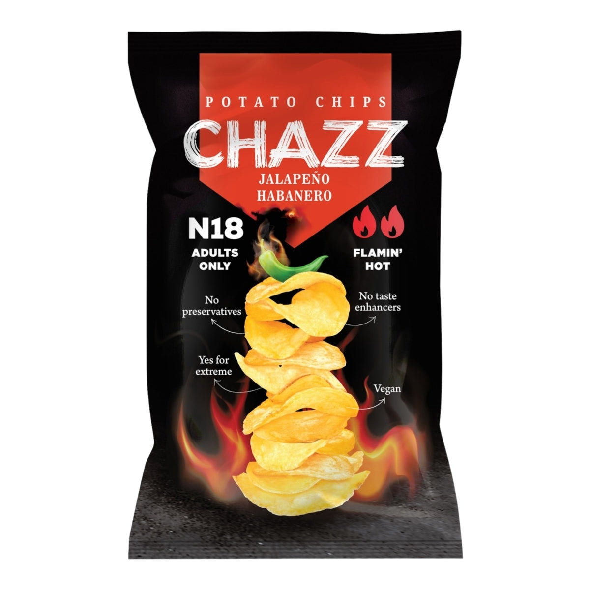 Chazz - 18+ Jalapeno & Habanero Potato Chips 90 Gram