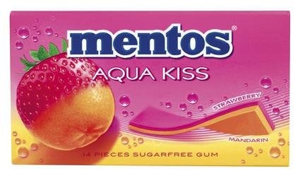 Mentos Aqua Kiss Strawberry/Mandarijn Suikervrij 20 Stuks