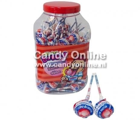 Fiesta Mister Bubble Gum Lolly's Cherry 100 Stuks