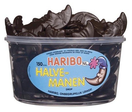 Haribo Silo Halve Drop Manen 150 Stuks 1350 Gram