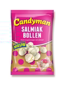 Candyman - Salmiak Bollen 125 Gram 12 Stuks