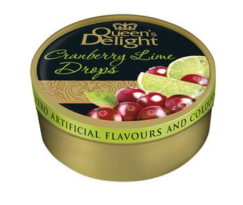 Queens's Delight - Cranberry Lime Drops 150 Gram 10 Stuks