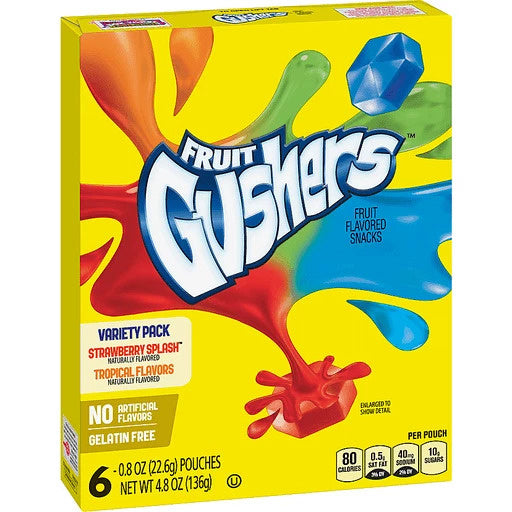 Betty Crocker - Fruit Gushers Strawberry Tropical Variety Pack 136 Gram