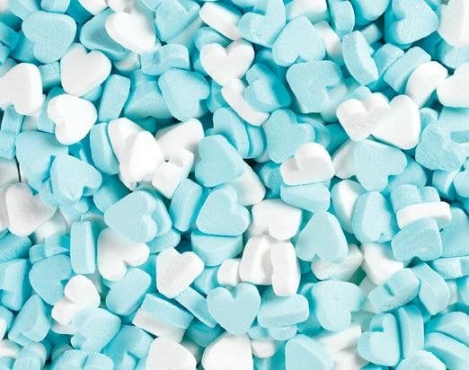 Fortune - Weiße und blaue Pfefferminzherzen, 250 Gramm