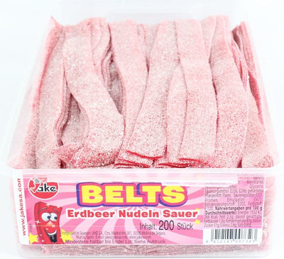 Jake - Sour Strawberry Belts 200 Stuks 1.6 Kilo (Halal)