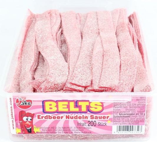 Jake - Sour Strawberry Belts 200 Stuks 1.6 Kilo (Halal)