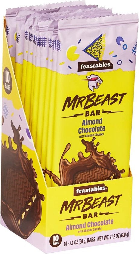Mr Beast - Feastables Almond Chocolate Bar 60 Gram 10 Stuks