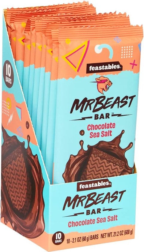 Mr Beast - Feastables Chocolate Sea Salt Bar 60 Gram  10 Stück