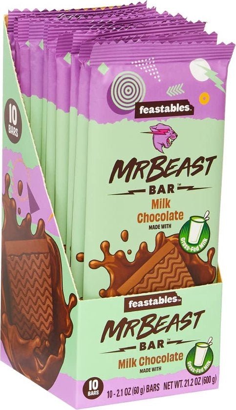 Mr Beast - Feastables Milk Chocolate Bar 60 Gram 10 Stuks