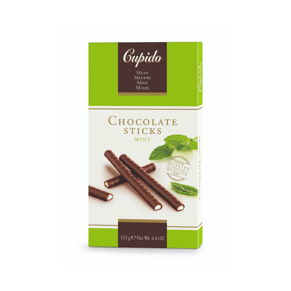 Cupido - Chocolate Sticks Mint 125 Gram