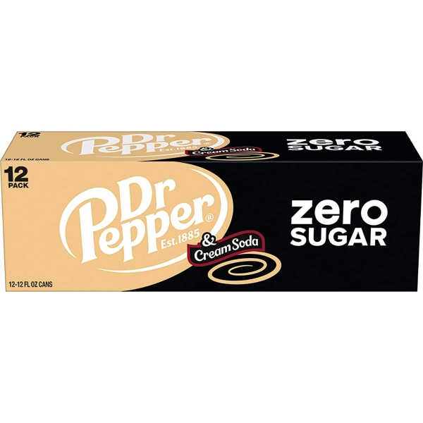 Dr Pepper - Zero Cream And Soda 355ml 12 Cans ***THT 18-12-2025***