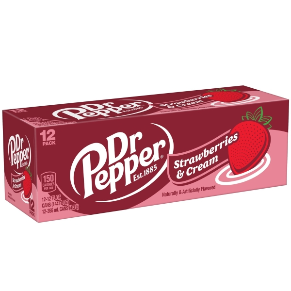 Dr Pepper - Strawberries & Cream 355ml 12 Blikjes ***THT 06-05-2026***