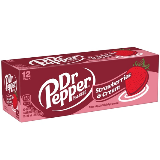 Dr Pepper - Strawberries & Cream 355ml 12 Blikjes ***THT 06-05-2026***