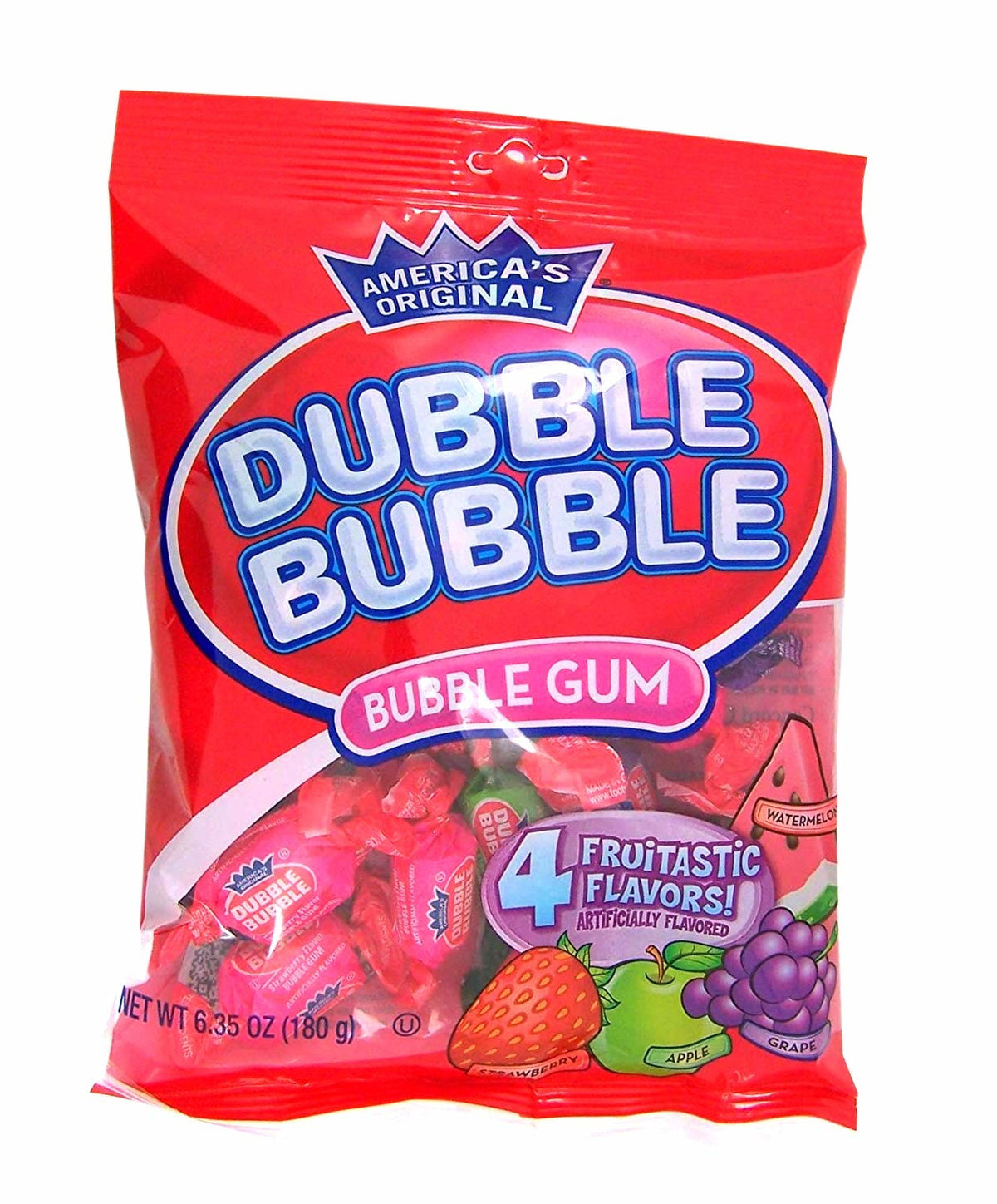 Dubble Bubble – Kaugummi mit 4 fruchtigen Geschmacksrichtungen, 180 Gramm
