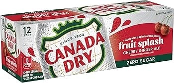 Canada Dry - Ginger Ale Cerise Zéro Sucre 355 ml, paquet de 12