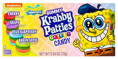 Bonbons gélifiés Bob l'éponge, pâtés de crabe, couleurs variées, 72 grammes