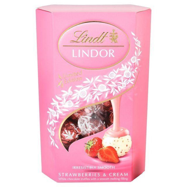 Lindt - Lindor Strawberries & Cream Chocolate Truffles 200 Gram