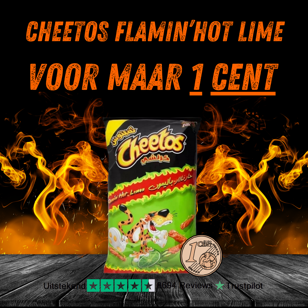 Cheetos - Crunchy Flamin Hot Lime 190 Gram ***SUPER DEAL MAX 1 PER KLANT***