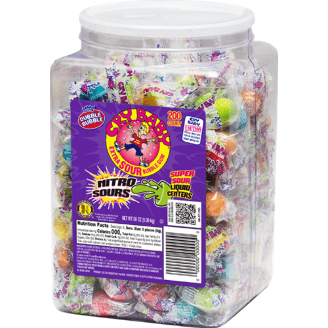 Dubble Bubble - Cry Baby Nitro Sours Bubble Gum Jar 200 Stuks