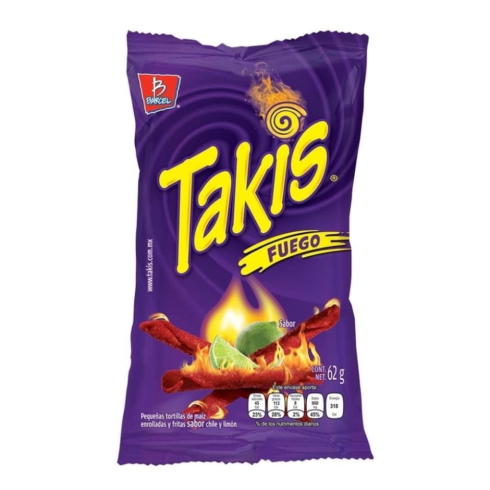 Takis - Fuego Hot Chili Pepper &amp; Lime Tortilla Chips 62 Gramm