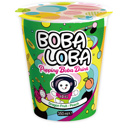 Boba Loba Bubble Tea - Dragon Fruit Peach 350ml
