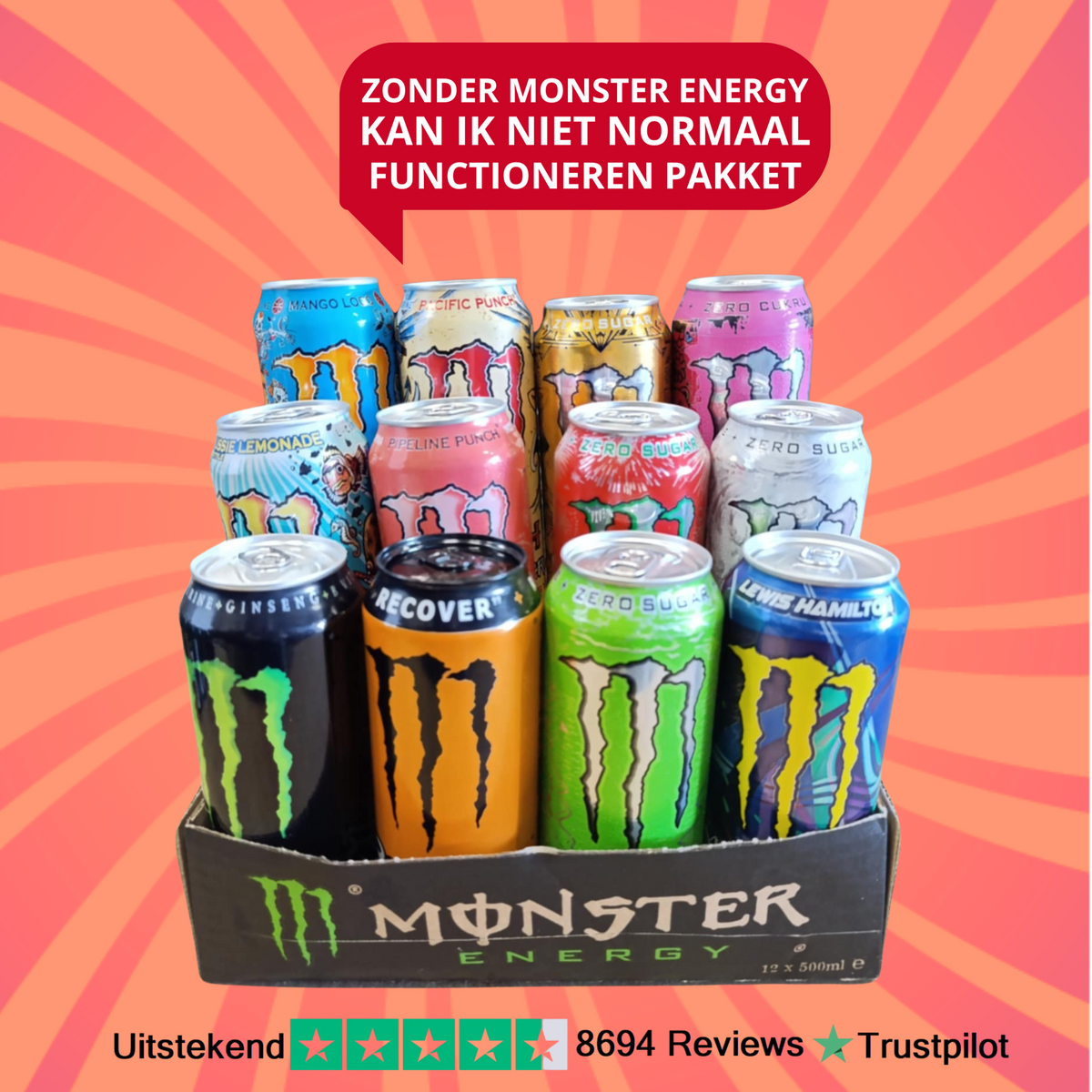 Zonder Monster Energy Kan Ik Niet Normaal Functioneren Pakket 12 Dosen