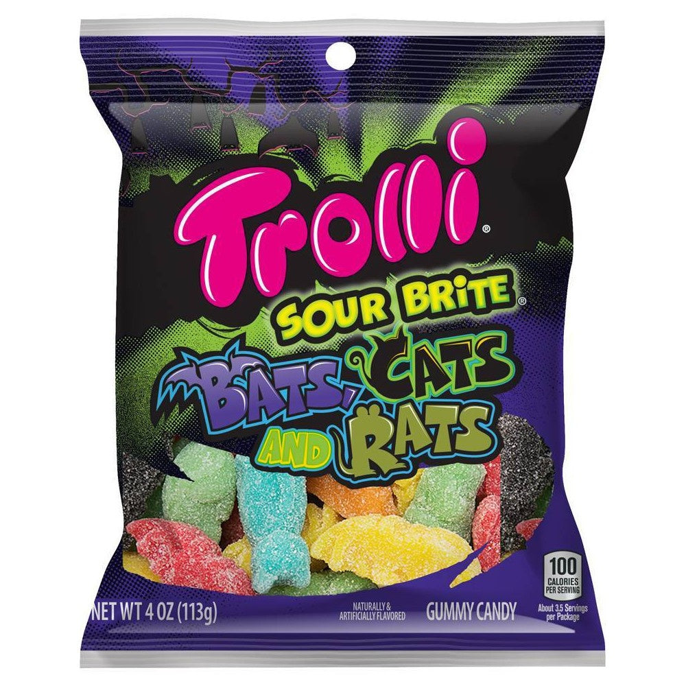 Trolli - Saure Brite Fledermäuse, Katzen und Ratten 113 Gramm