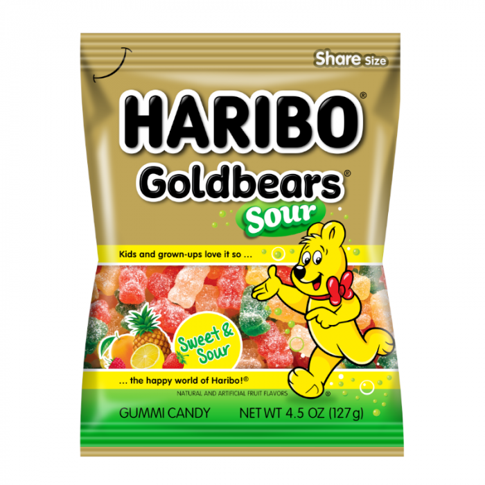 Haribo - Sour Gold Bears Peg Bags 127 Gram