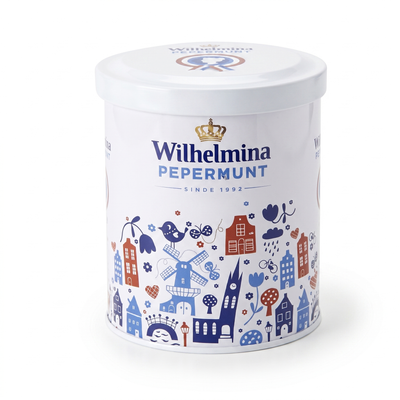 Fortuin - Wilhelmina Delfts-Blauw Blik Gevuld Met 500 Gram Pepermunt