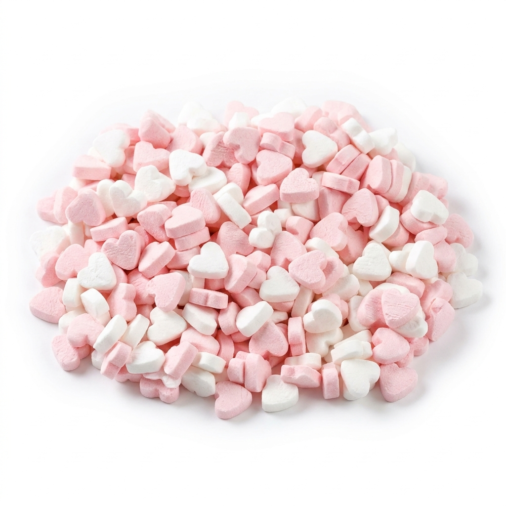 Fortune – Weiße und rosa Pfefferminzherzen, 1 Kilo