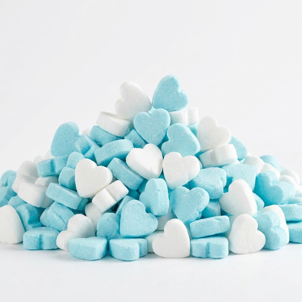 Fortune – Weiße und blaue Pfefferminzherzen, 1 Kilo