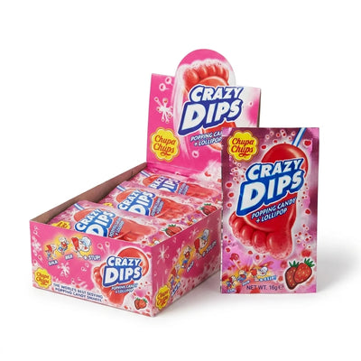 Chupa Chups - Crazy Dips Aardbei Lolly + Knetter 24 Stück
