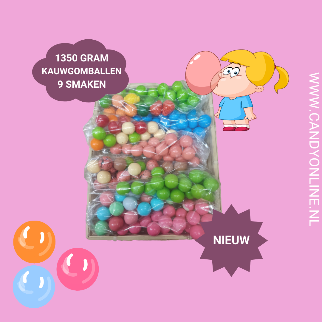 Geschenkpackung Kaugummibällchen 9x150 Gramm