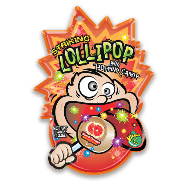 Striking - Lollipop with Popping Candy Blood Orange 13.8 Gram