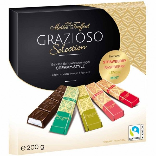 Maitre Truffout - Graziosos gefüllte Schokoladenriegel 200 Gram
