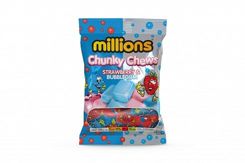 Millions - Chunky Chews Strawberry & Bubblegum 120 Gram