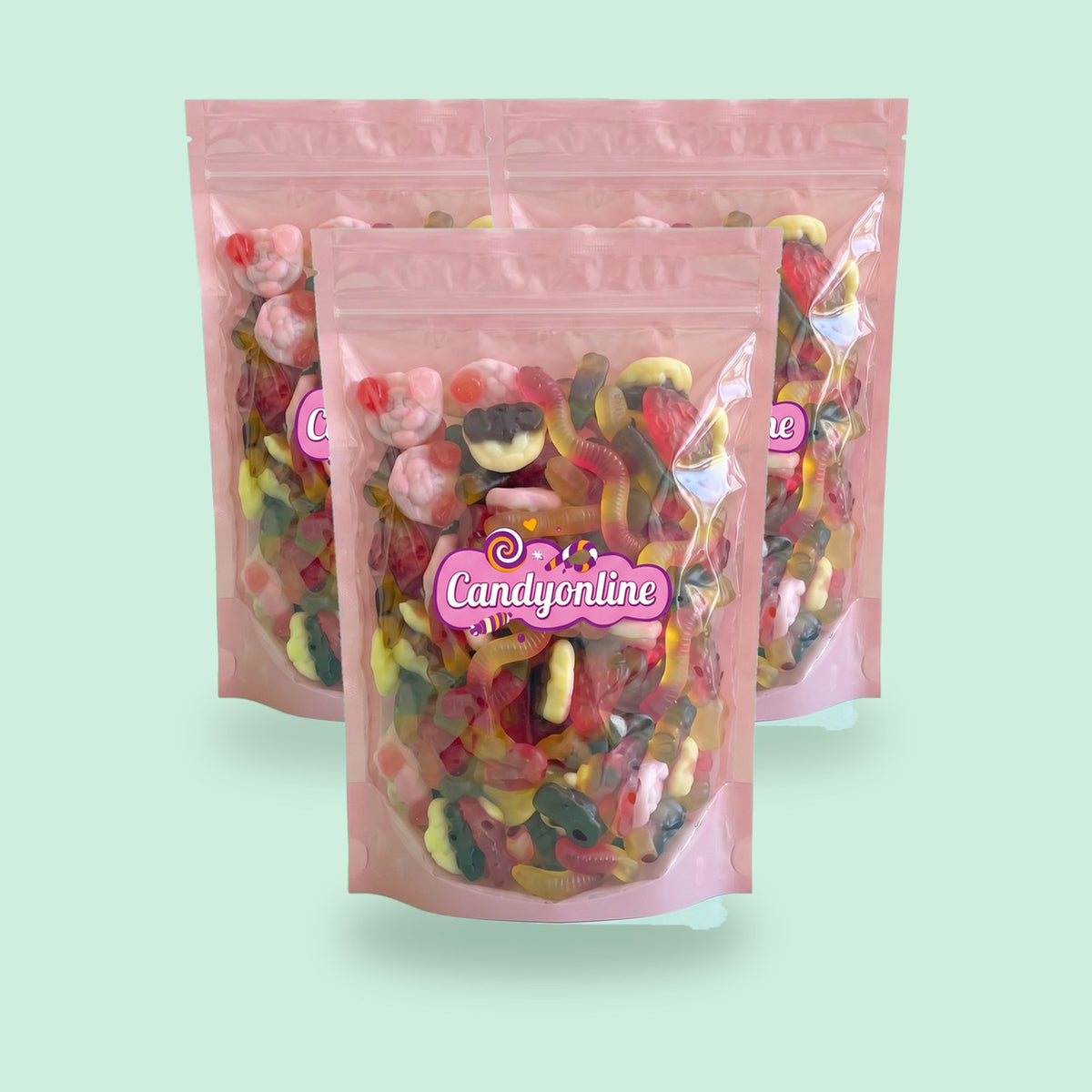 CandyOnline Snoeppakket 3 kilo - 3 hersluitbare kilozakken snoep