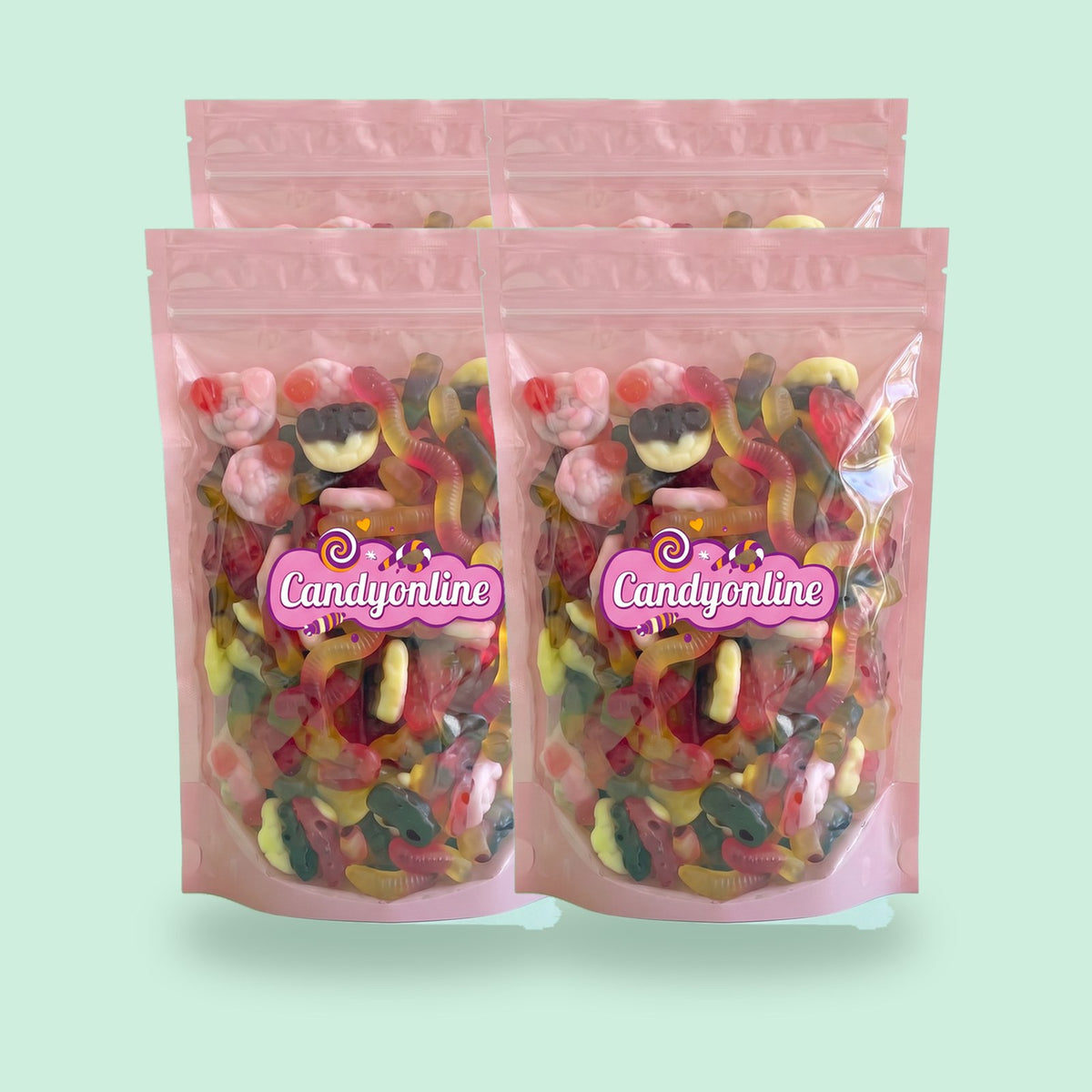 CandyOnline Snoeppakket 4 kilo - 4 hersluitbare kilozakken snoep
