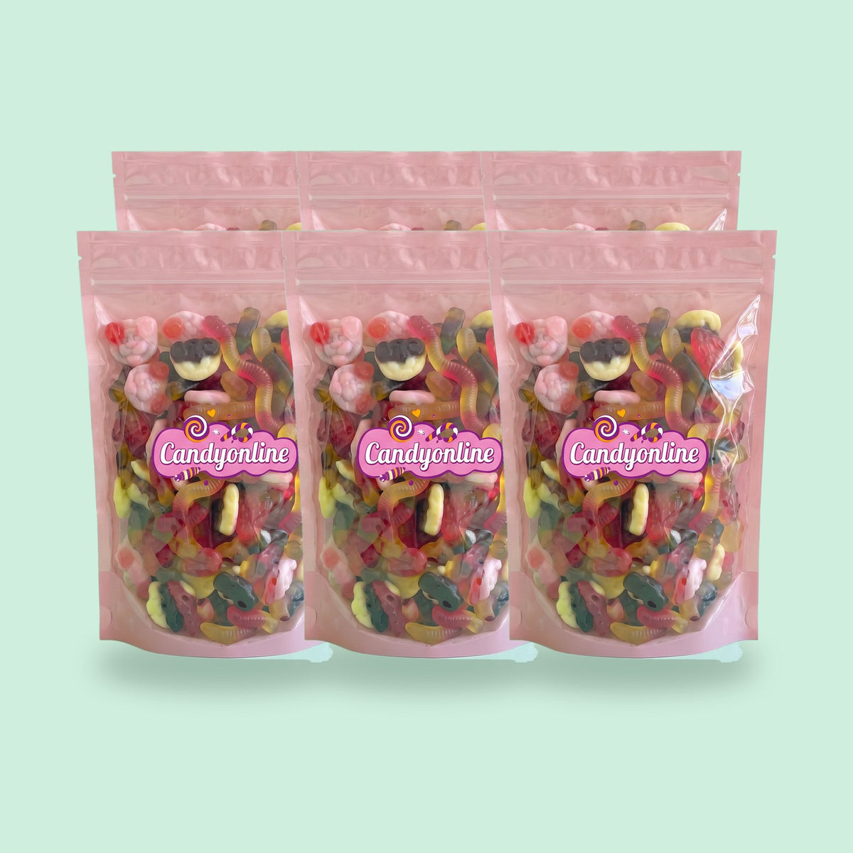 CandyOnline Snoeppakket 6 kilo - 6 hersluitbare kilozakken snoep