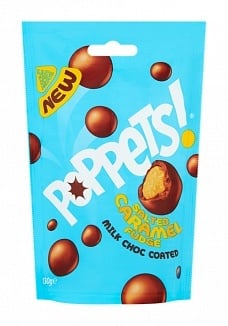 Poppets - Milk Choc Coated Salted Caramel Fudge 130 Gram