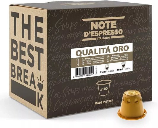 Note D'Espresso Caffè Qualità Oro, Capsule Compatibili Soltanto con Sistema 100x