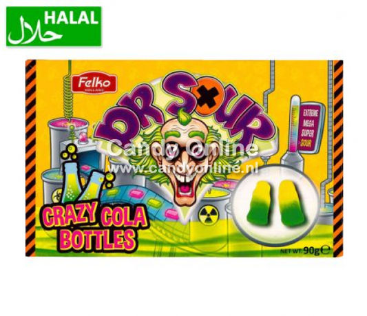 Dr. Sour - Crazy Cola Bottles 90 Gram (Halal)